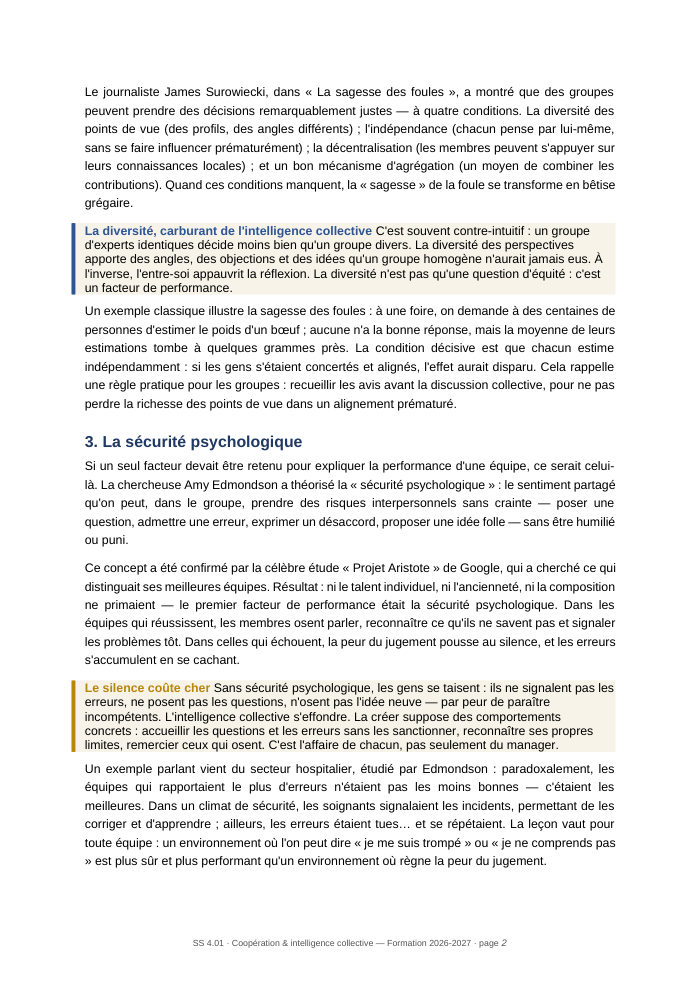Une page du cours SS 4.01