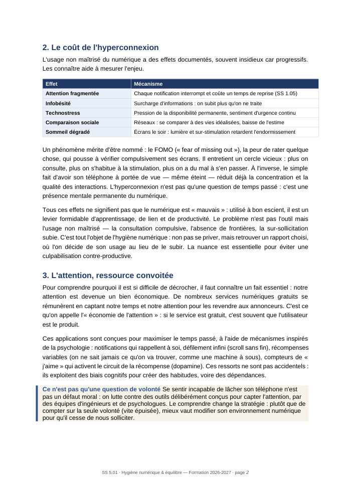 Une page du cours