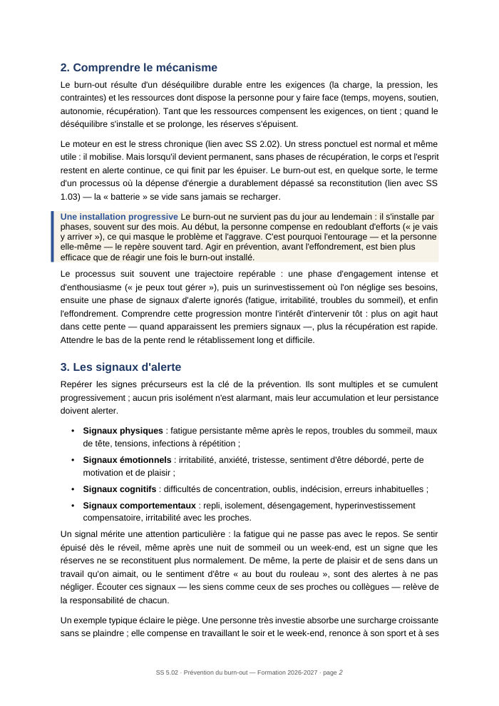 Une page du cours SS 5.02