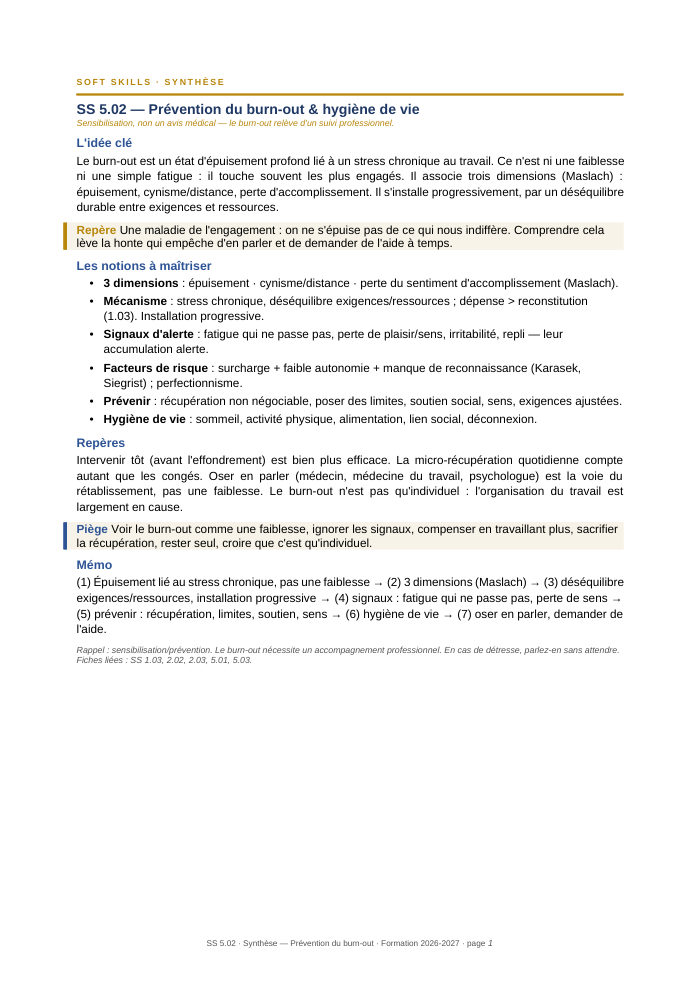 Première page de la synthèse