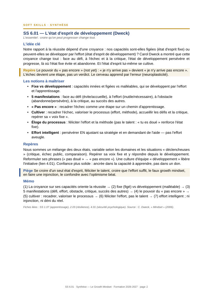Première page de la synthèse