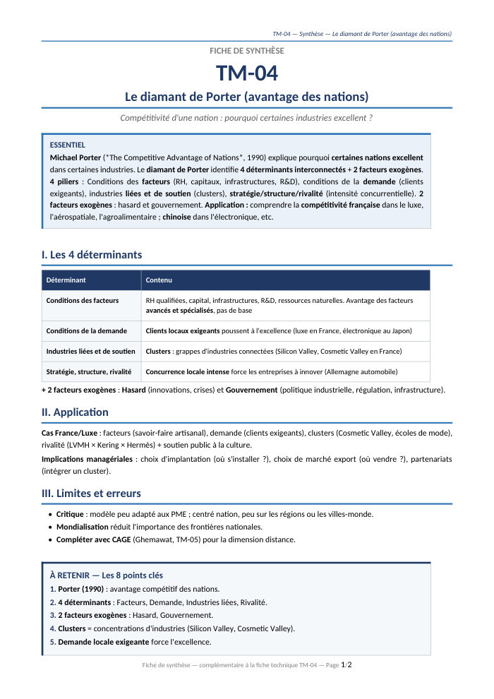 Première page de la synthèse