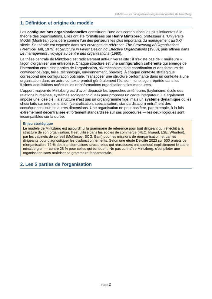 Une page du cours TM 06