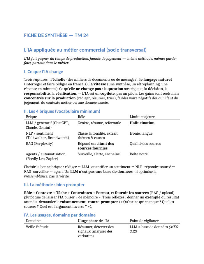 Première page de la synthèse