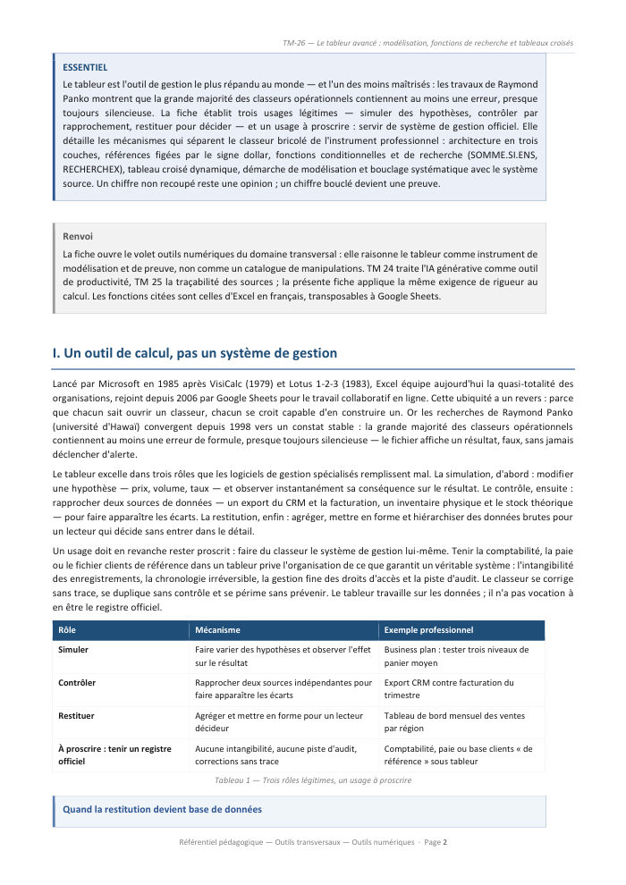 Une page du cours TM 26