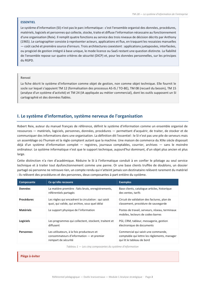 Une page du cours TM 28