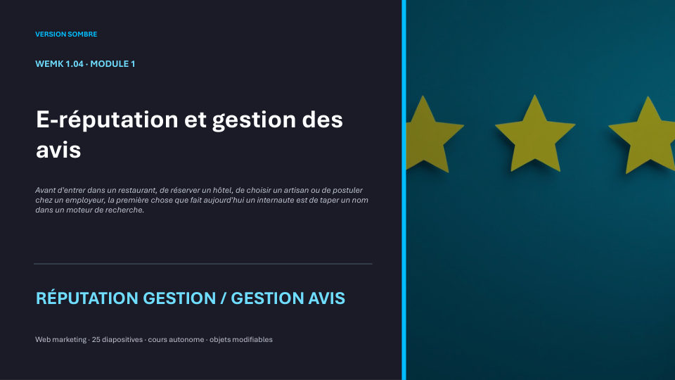 Première diapositive de la fiche WEMK 1.04