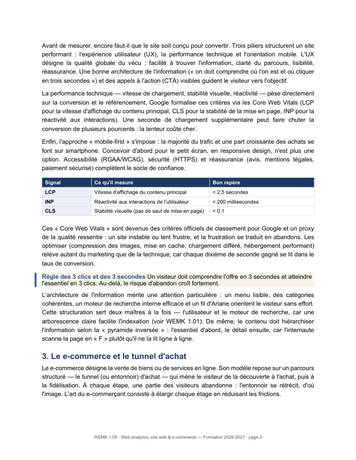 Une page du cours WEMK 1.05