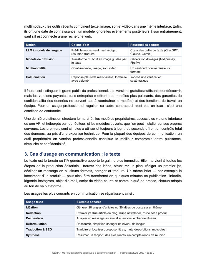 Une page du cours WEMK 1.06