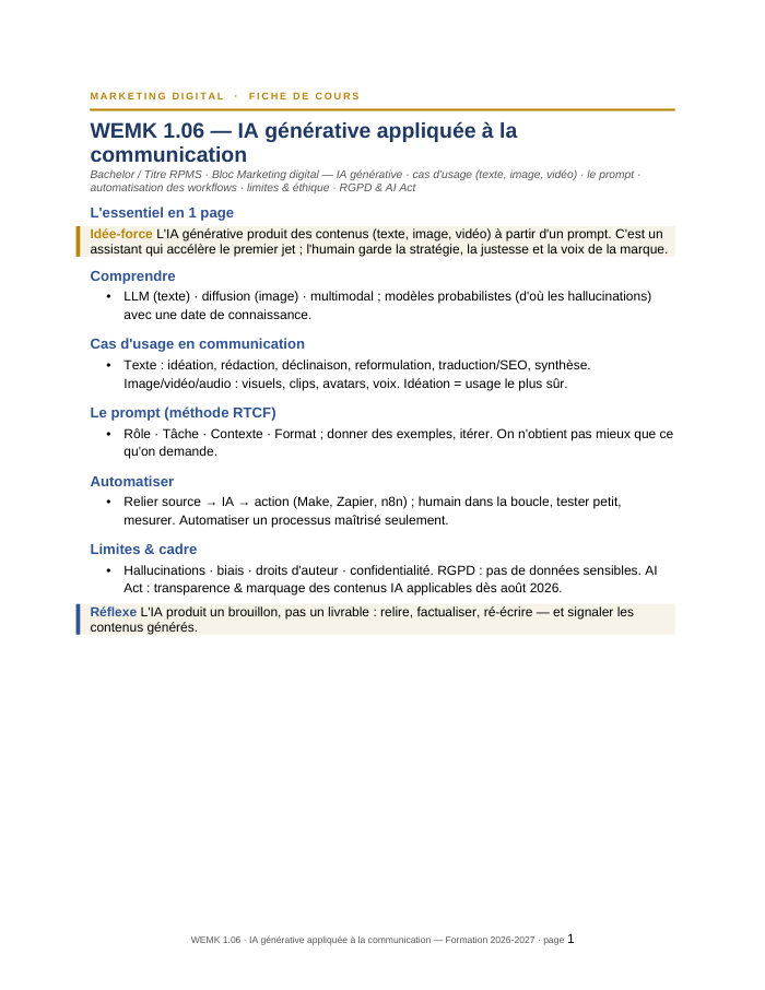 Première page de la synthèse