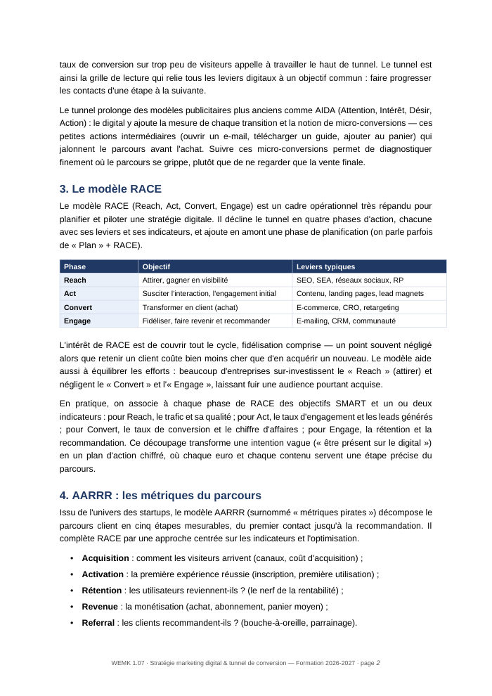 Une page du cours WEMK 1.07