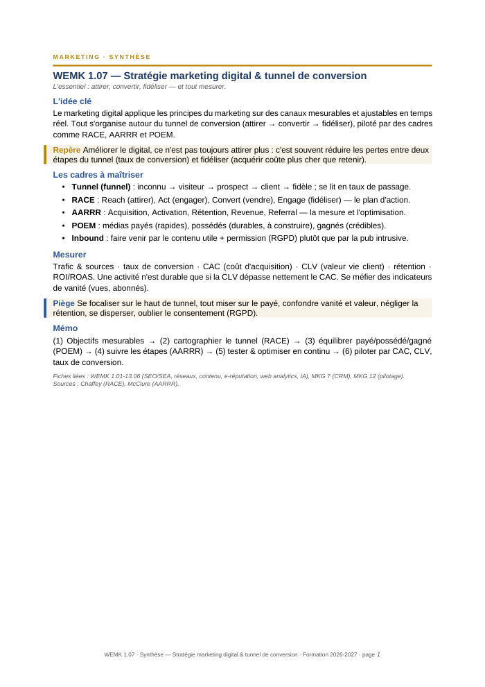 Première page de la synthèse