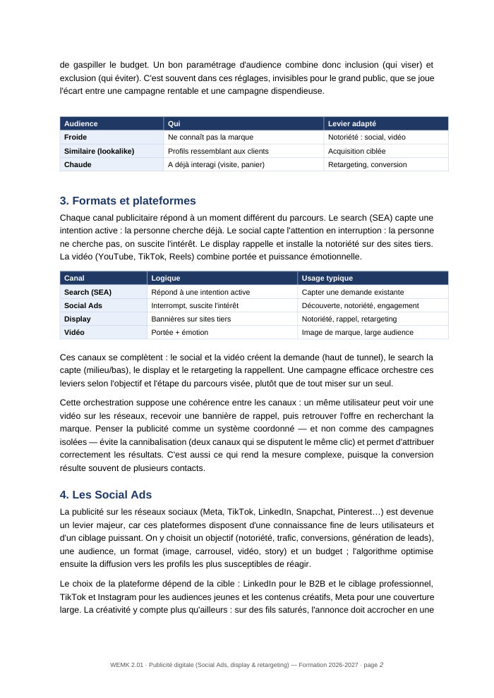 Une page du cours