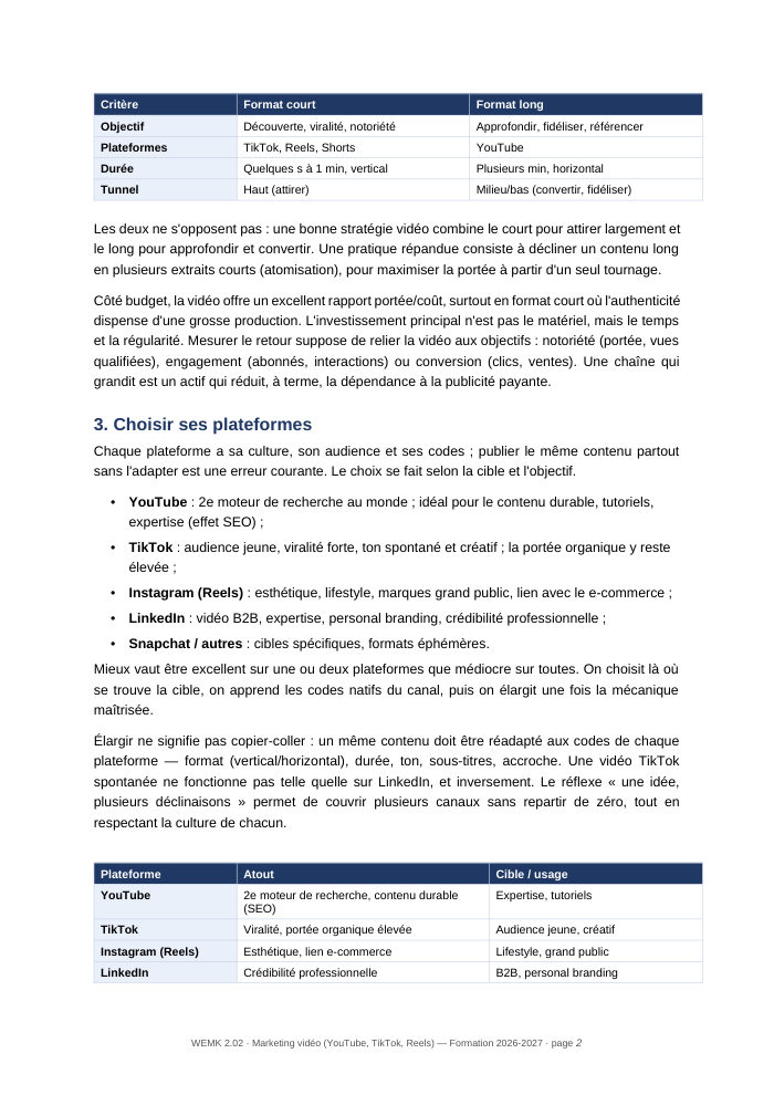 Une page du cours WEMK 2.02