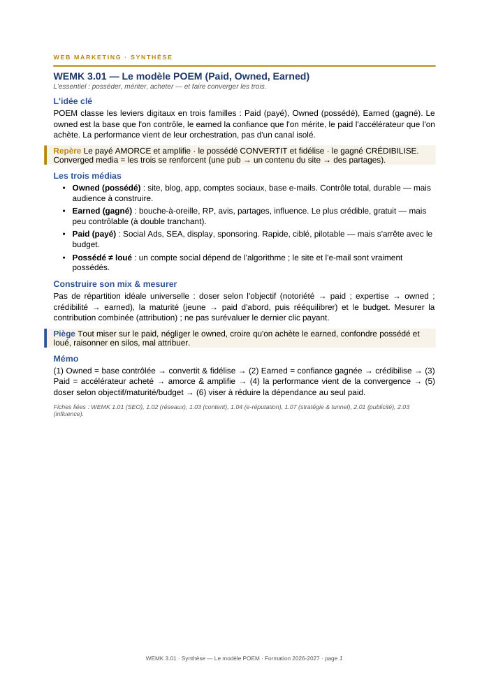 Première page de la synthèse