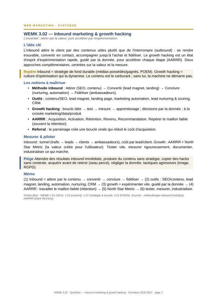 Première page de la synthèse