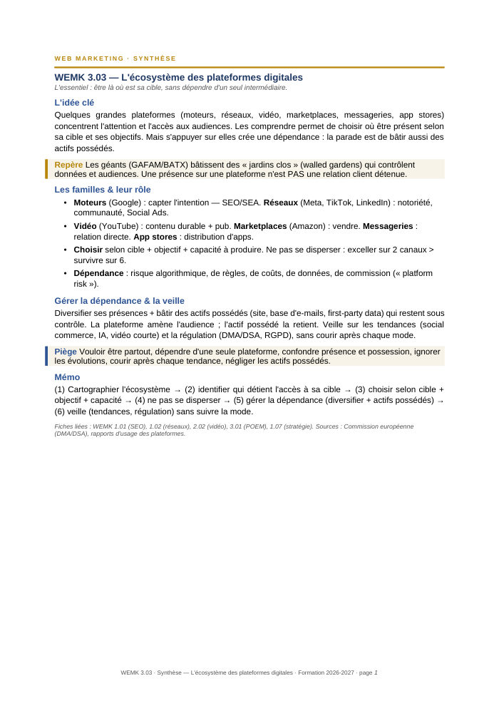 Première page de la synthèse