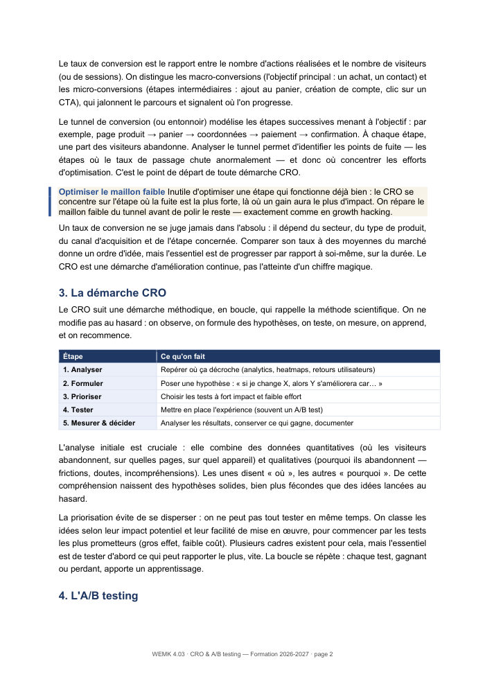 Une page du cours WEMK 4.03