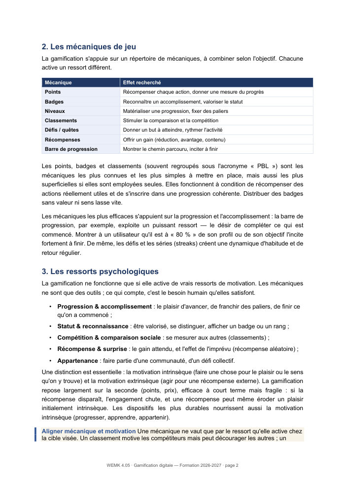 Une page du cours