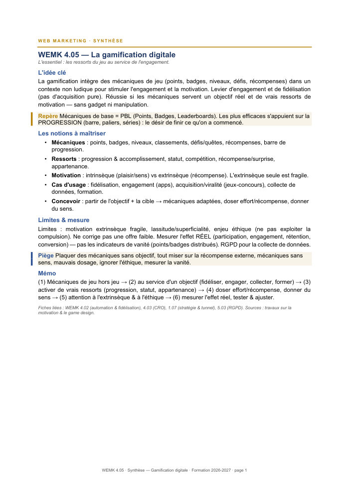 Première page de la synthèse