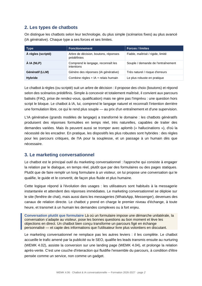 Une page du cours WEMK 4.06