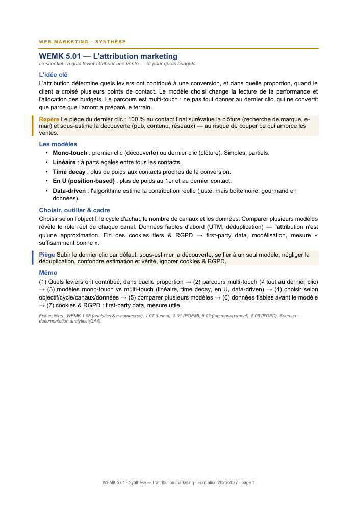 Première page de la synthèse