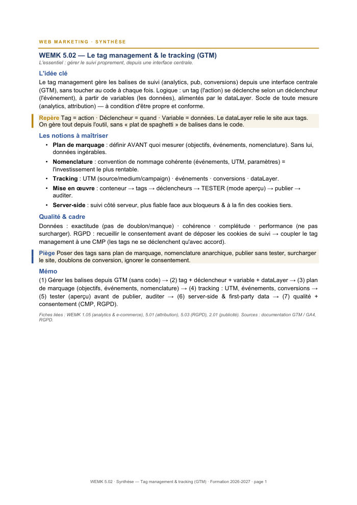 Première page de la synthèse
