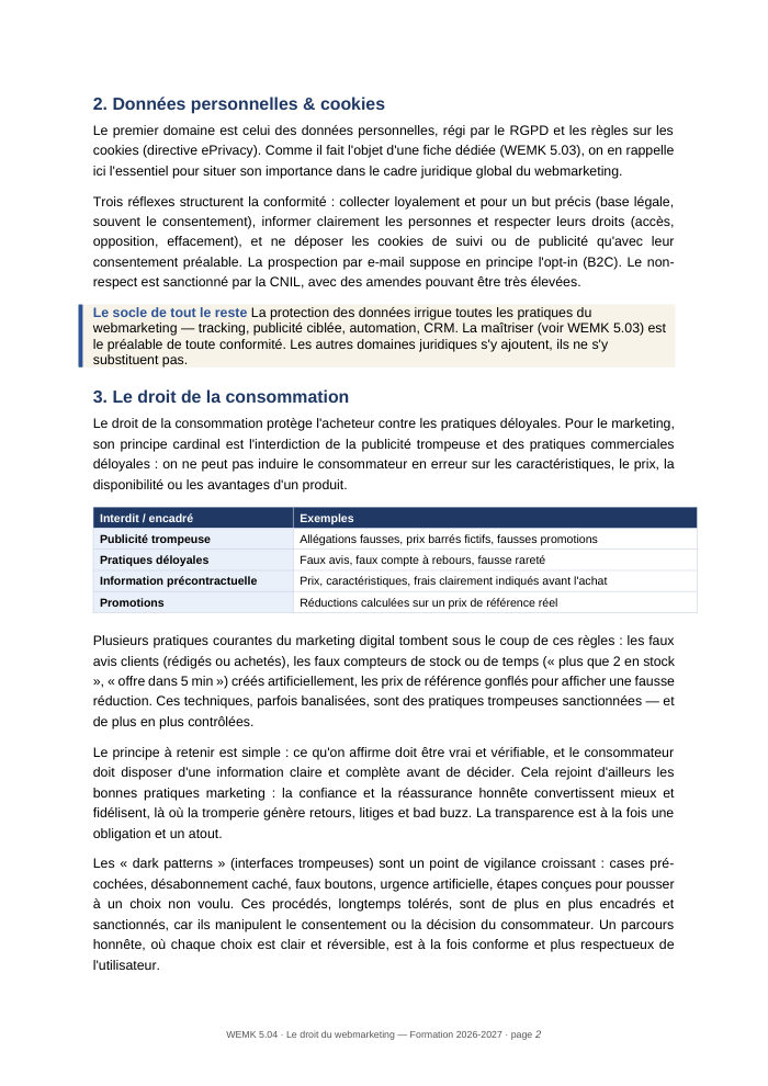 Une page du cours
