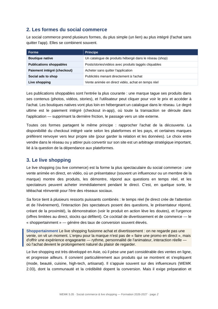 Une page du cours WEMK 5.05