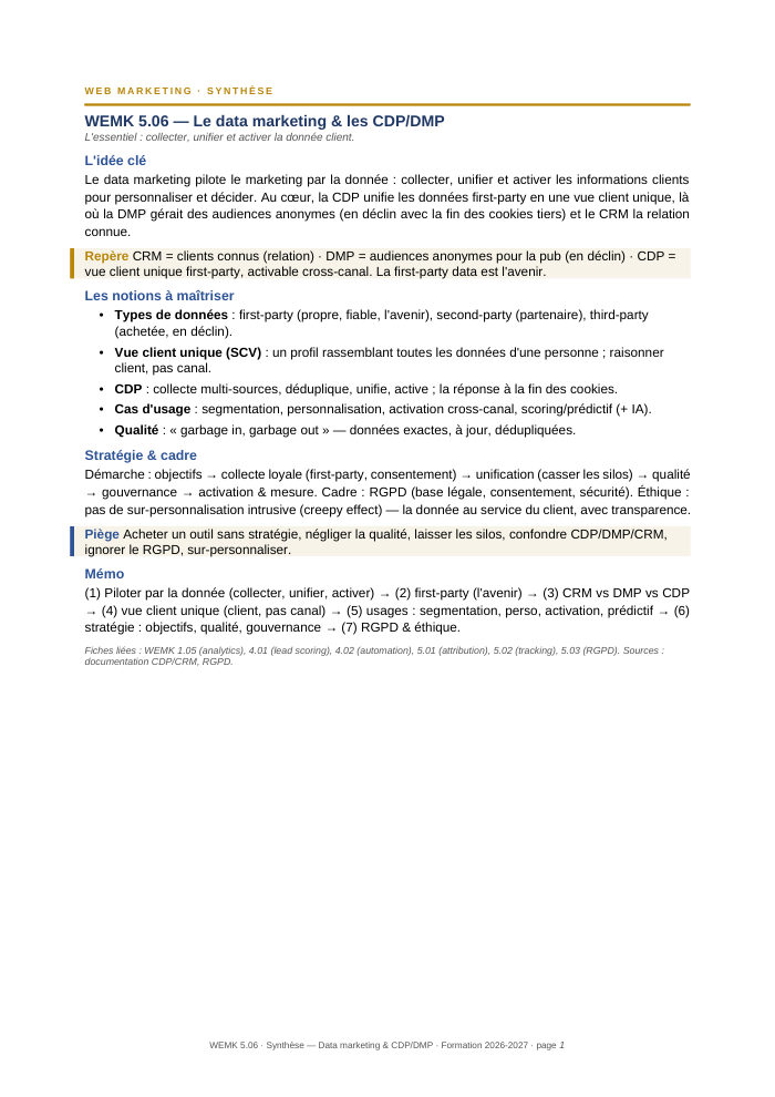 Première page de la synthèse